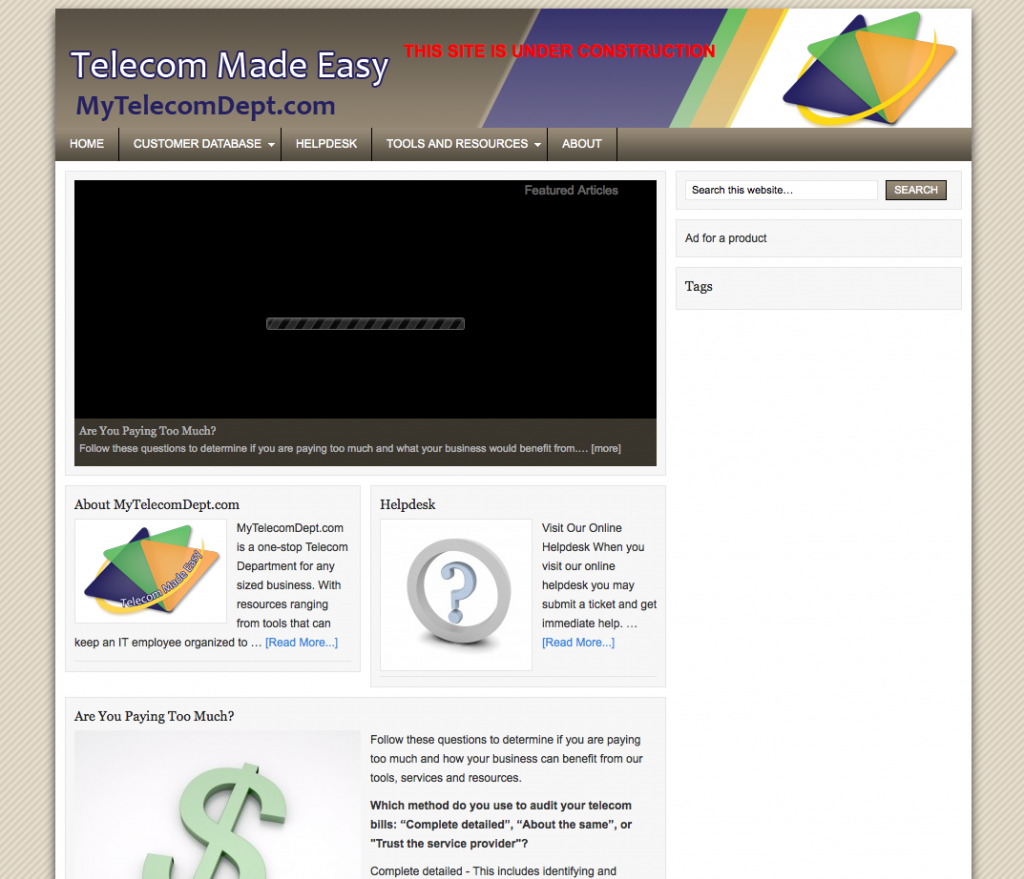 mytelecomdept.com web site design