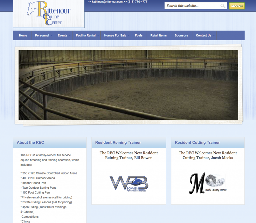 Rittenour Equine Center Web Site Design