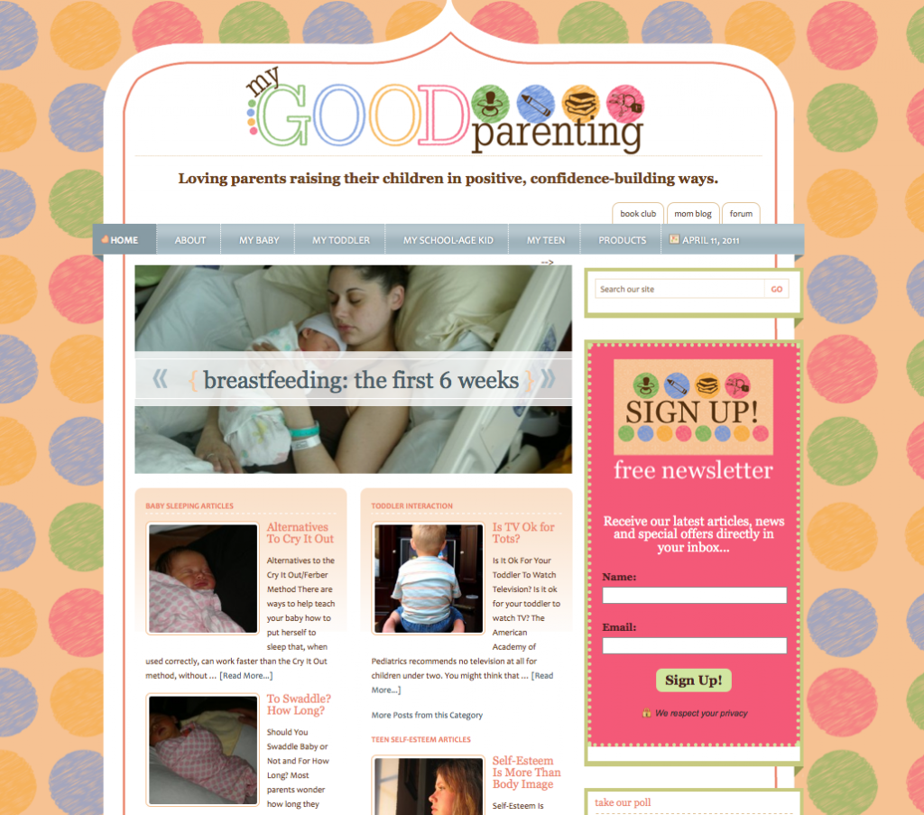mygoodparenting.com, web site design