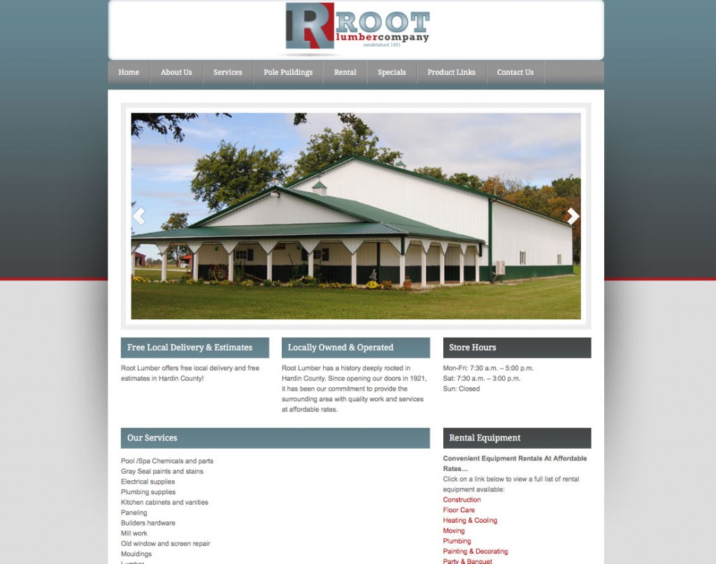 Root Lumber, Web Site Design
